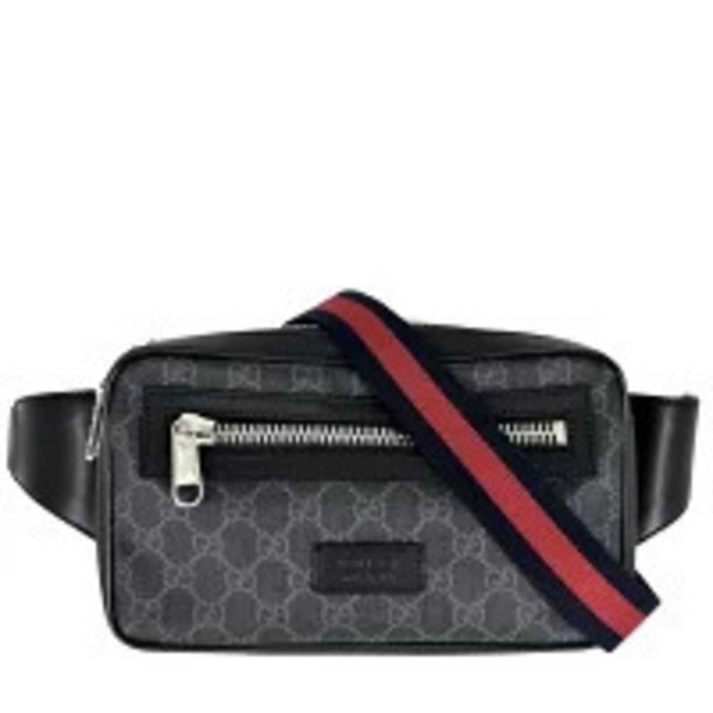 Gucci Belt Bag Crossbody Web Stripe GG Waist Bum Black Body Belt Supreme - Picture 2 of 7